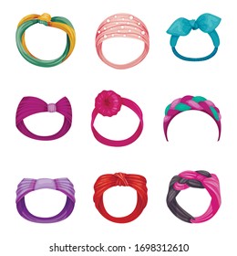 Female Headband as Hair or Head Accessory Vector Set