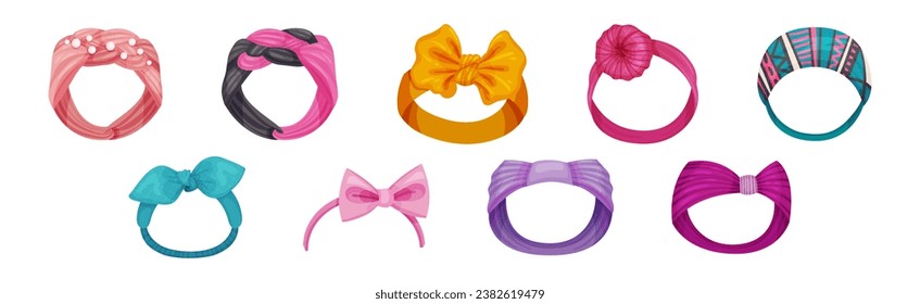 Female Headband as Hair or Head Accessory Vector Set