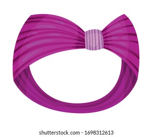 Female Headband Made of Silk Material with Knot Isolated on White Background Vector Illustration