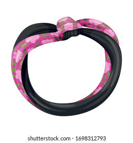 Female Headband Made of Silk Material with Knot Isolated on White Background Vector Illustration