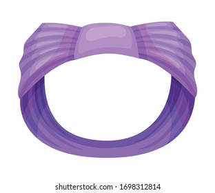 Female Headband Made of Silk Material with Knot Isolated on White Background Vector Illustration