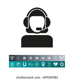 Female with headset as hotline simple icon
