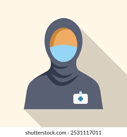 Profesional de la salud femenina con hiyab y mascarilla médica, promoviendo la seguridad y la inclusión en la atención médica