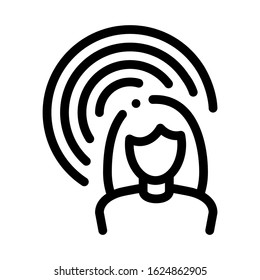 Female Hearing Icon Vector. Outline Female Hearing Sign. Isolated Contour Symbol Illustration