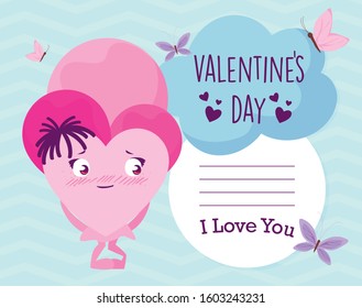 Female heart cartoon design of happy valentines day love passion romantic wedding decoration and marriage theme Vector illustration