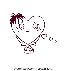 Female heart cartoon design of love passion romantic valentines day wedding decoration and marriage theme Vector illustration