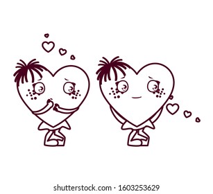 Female hearts cartoons design of love passion romantic valentines day wedding decoration and marriage theme Vector illustration