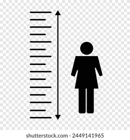 Female Height measure Icon vector isolated on transparent background. Vector illustration. Eps file 126.