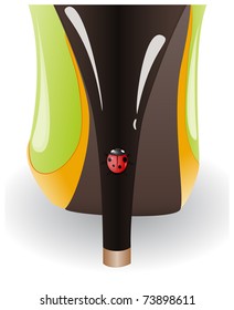 Female high heel with crawling on it ladybug