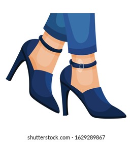 Female High Heeled Shoes with Legs Wearing Them Vector Illustration