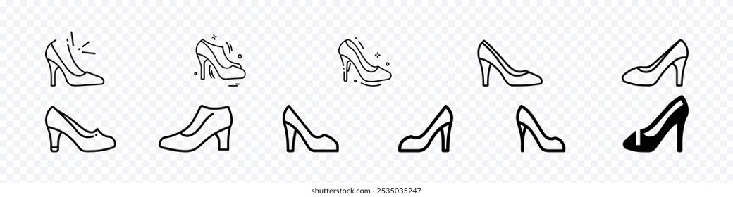 female high heels shoes, female high heels shoes icon, female high heels shoes vector icon. high heel shoe silhouette isolated on white background. 