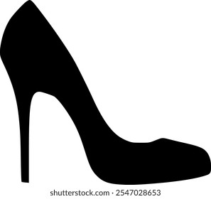 female high heels shoes vector icon. high heel shoe silhouette isolated on white background. Vector logo with high heel shoes capturing elegance and luxury for women's fashion brands.