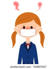 Female high school student who has a fever