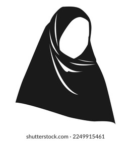 female hijab silhouette. hijab logo icon. front look. concept of women, clothing, muslim, ramadan, fashion, etc. flat vector.