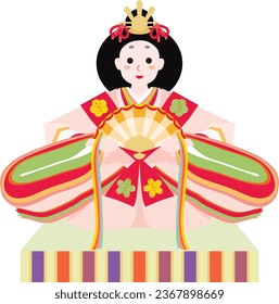 Mujer muñeca hina del Festival de la Muñeca. Ilustración del Festival de las Niñas.