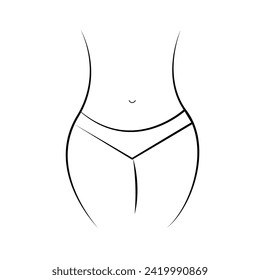  female hips and waist outline icon. isolated line vector illustration from human body parts collection. editable thin stroke female hips and waist icon on white background 5 4 3