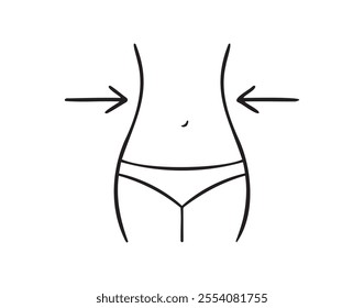 Female hips and waist outline icon. Slim healthy figure line silhouette isolated vector illustration. Woman body thin stroke female hips and waist icon. Vector illustration