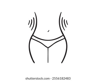 Female hips and waist outline icon. Slim healthy figure line silhouette isolated vector illustration. Woman body thin stroke female hips and waist icon. Vector illustration