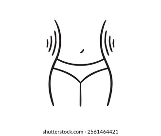 Female hips and waist outline icon. Slim healthy figure line silhouette isolated vector illustration. Woman body thin stroke female hips and waist icon. Vector illustration