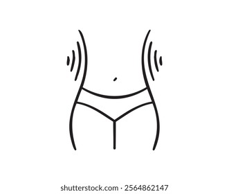 Female hips and waist outline icon. Slim healthy figure line silhouette isolated vector illustration. Woman body thin stroke female hips and waist icon. Vector illustration