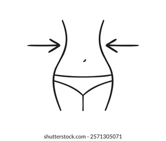 Female hips and waist outline icon. Slim healthy figure line silhouette isolated vector illustration. Woman body thin stroke female hips and waist icon. Vector illustration