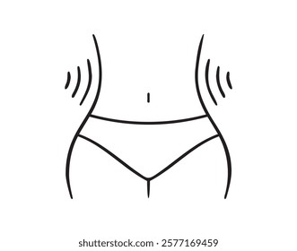 Female hips and waist outline icon. Slim healthy figure line silhouette isolated vector illustration. Woman body thin stroke female hips and waist icon. Vector illustration