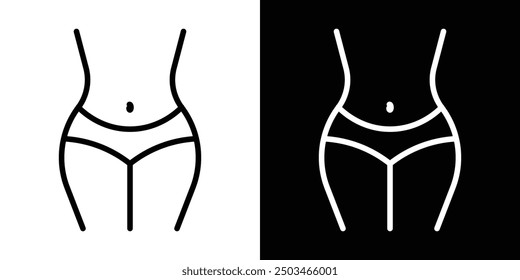 Female hips and waist thin line vector icon set.
