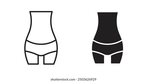 Female hips and waist vector icon in solid and outline style