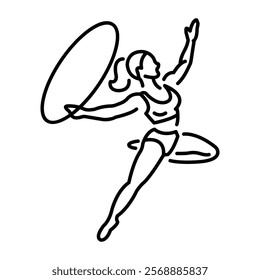 Female hoop performance icon in line style 