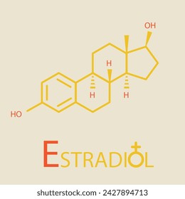 In: Female Hormones Formula. Vektor dünne Linie Ikone der Hormone molekulare Struktur