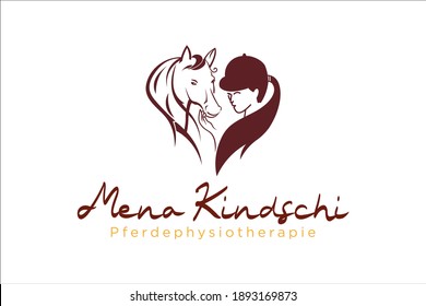 Female Horse Trainer With The Concept Of Love Logo Design
