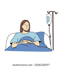Female hospital patient handdrawn illustration