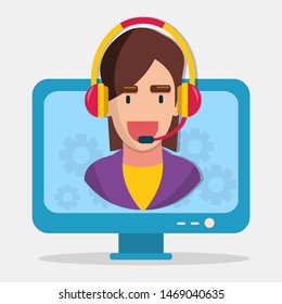 female hotline service concept symbol isolated vector illustration