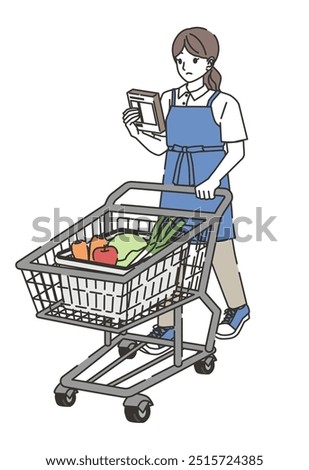 A female housekeeper shopping while checking the products
