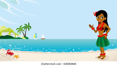 Female Hula dancer in the Beach