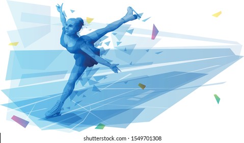 Female ice skater sliding the rink