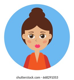 Female icon for avatar. Cartoon character collection. It can be used as - logo, pictogram, icon, infographic element.