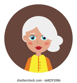 Female icon for avatar. Cartoon character collection. It can be used as - logo, pictogram, icon, infographic element.