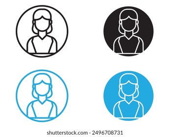 Female icon black and white vector outline sign