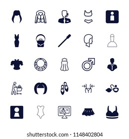 Female icon. collection of 25 female filled and outline icons such as woman wc, woman hairstyle, nailfile, dress, help support. editable female icons for web and mobile.