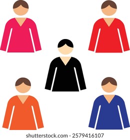 Female icon in color style isolated on white background.