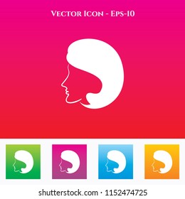 Female Icon in Colored Square box. eps-10