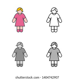 Female Icon in Different Color and Style