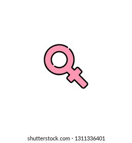 Female icon, flat design line art thin style, Valentines day signs and love symbols, Wedding infographics. Colorful icon on a white background, Vector illustration