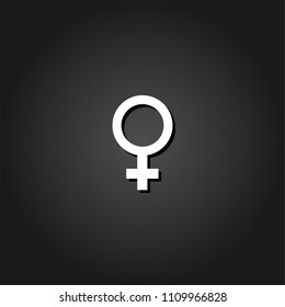 Female icon flat. Simple White pictogram on black background with shadow. Vector illustration symbol