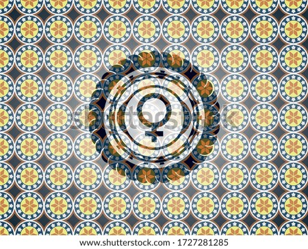 female icon inside arabesque emblem background. arabic decoration. 