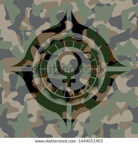 female icon inside camo texture