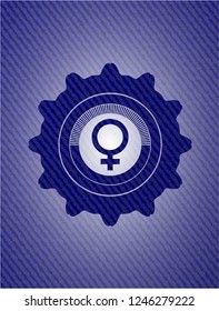 female icon inside jean background