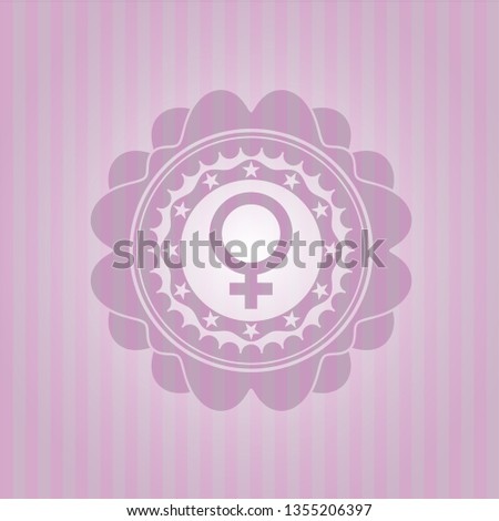female icon inside pink icon or emblem