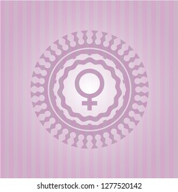 female icon inside retro pink emblem